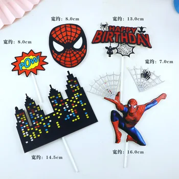  1 compl. Spider-man Tema Ukras Torta Torta Топперы Super Heroj Papir Cupcake Topper Rođendana za Djecu Dječak Ukrašavanje Torte