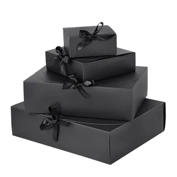  1 kom. Crna Kartonskih Kutija DIY Svadbeni Poklon Kutija za Goste Small Business 31/27/16 cm Događaj College Božićne Kutije Za Pakiranje Čokolade