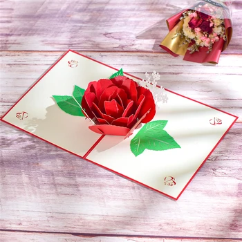  10 Komada 3D Pop-up Razglednica s Cvjetovima Ruže za Valentinovo, Majčin Dan, Godišnjicu, Čestitke za Rođendan Supruga u rasutom stanju