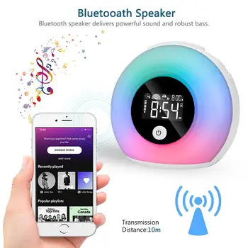  10 W Zvučnik Bluetooth Boji Led noćno svjetlo s Podesivim Sat 5,0 Bluetooth Slušalica Zaslon Glazba San Svjetlo