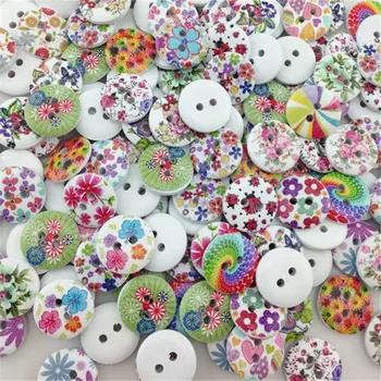  100 kom 15 mm lijepe cvijeće obojene drvene ukrasne gumbe pribor za odjeću moda kvaliteta umjetnost ručnog rada WB05