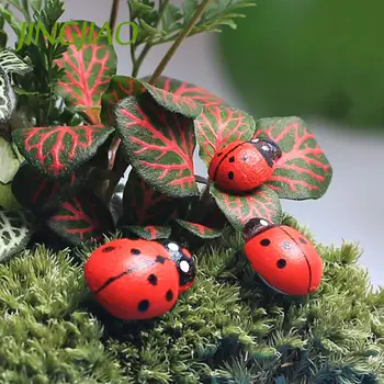  100PC Minijaturne ladybugs Zanat DIY 8x11 mm Flatback Samoljepljive Maleni Drveni Umjetni Mikro Krajolik Scrapbooking