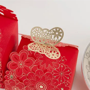  10ШТ Proizvodnja Kutija Čokolade Tablete Šuplje Leptir Europski Stil Poklon Kutije za Vjenčanje Favorizira Slatka Identitet Čokolade Papir za pakiranje