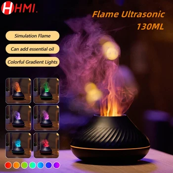  130 ml Vulkanskog Plamen Aromatičan Difuzor Eterično Ulje Lampa USB Prijenosni Ovlaživač Zraka s Obojenim Noćnim Svjetlom