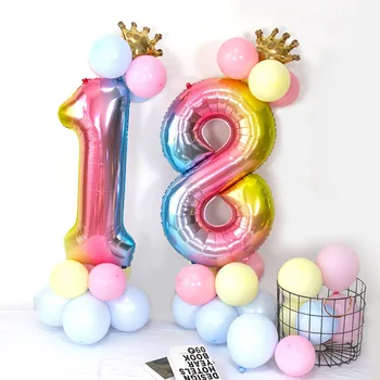  14 kom./compl. Baloni Na Dan rođenja Skup Rainbow Broj Folija Baloni Djeca 1. Rođendan Dekoracije Baloni Sretan Rođendan Balon