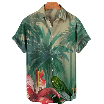  2022 Godišnje Havajski Košulja, 3D t-shirt, Retro košulja s Uzorkom Kokos palme, Kratki Rukav, Muška Camisa, Casual muške t-shirt, Plaža