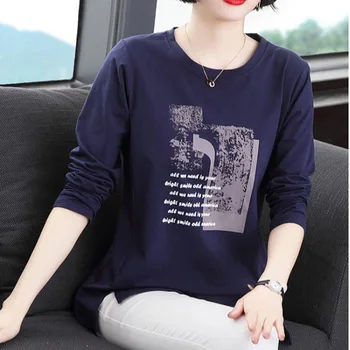  2022 Proljeće Novi t-Shirt Ženska Košulja Dugih Rukava Ženska majica Okruglog izreza Slobodne Ženske Košulje U Korejskom Stilu