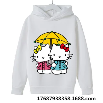  2023 novi Hello Kitty top dječja odjeća za djevojčice Hello Kitty unisex za malu djecu majica s kapuljačom dugih rukava majica odjeća za trčanje majica