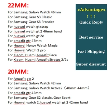  22 mm 20 mm Silikagel Zamijeniti Remen Za sat Amazfit BiP Podesiv Remen Za sat Samsung Galaxy Active 2 Gear Huawei GT 2