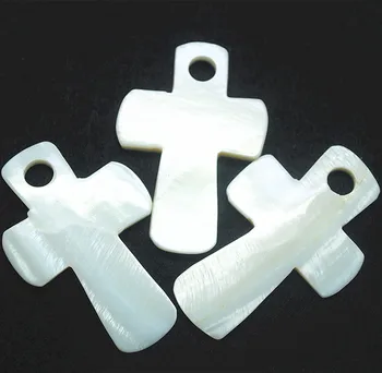  3 kom. privjesci u obliku školjke s križa je bijele boje, slatkovodni kućica morskog, sedef, veličina 56x35 mm, za žene, ogrlica, pribor