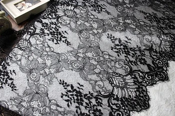  3 m/lot, crno-bijele Trepavice, cvjetne čipke tkanina, Širina 65 cm, Pribor za odjeću, Materijal za haljine