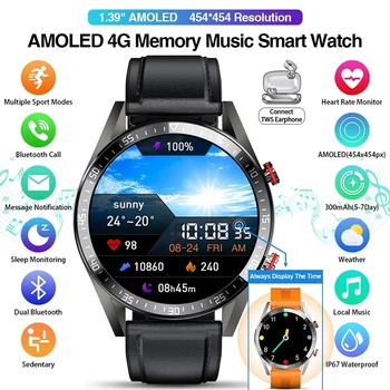  454*454 AMOLED ekran smart satovi su Uvijek prikazuju vrijeme poziva Bluetooth lokalna glazba pametni satovi za muškarce Android TWS slušalice