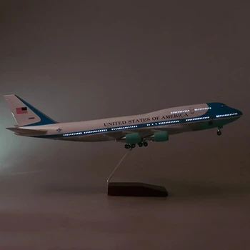 47 cm Model Aviona Igračke Boeing 747 Air Force One Airlines Model sa Svjetlom i Točak Skala 1/150 Baci pod Pritiskom Plastični Rafting Avion