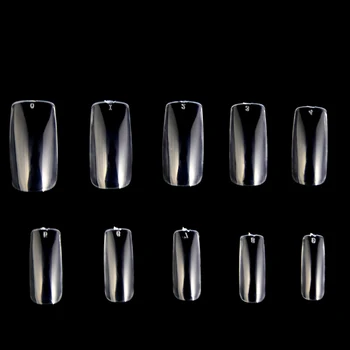  500 komada/paket Potpuno pokriva režijske noktiju Akril типсы za nokte Transparentno nokat 10 veličina press na noktima