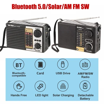  AM FM SW Disaster Radio Prijenosni Bluetooth 5,0 Hitne Fenjer s Baterijskim Napajanjem Stereo Radio Prijemnik Solarni Radio sa Zvučnikom