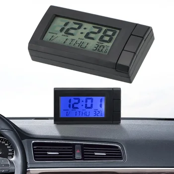  Auto-Termometar Sa Značajkom pozadinskog Osvjetljenja LCD Digitalni Sat Automobili Temperatura U prostoriji Auto Ukras