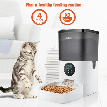  BALIMO 4L Automatski Ulagač Za Kućne Ljubimce, Dispenzer Za Mačje Hrane, Pribor, Zdjela Od Nehrđajućeg Čelika Za Pse I Mačke S Računom za Vrijeme Hranjenja