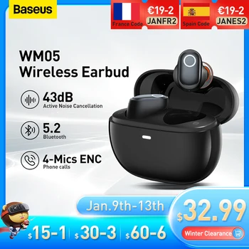  Baseus Bowie WM05 ANC Bežične Slušalice Hibridni 43dB TWS Slušalice 4-микрофонные Slušalice s redukcijom šuma Bluetooth 5.2 Hi-Fi Slušalice