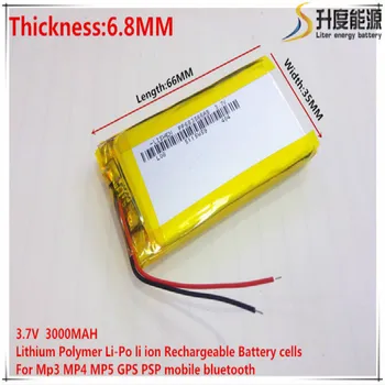  Besplatna dostava 1 kom./lot 683566 3,7 U litij-polimer baterija od 3000 mah DIY mobilni sigurnosni kabel za punjenje baterija blago