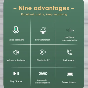  Bežične slušalice Led digitalni zaslon Osjetljiv na dodir subwoofer s otiscima prstiju Inteligentno slušanje glazbe Bluetooth kompatibilne slušalice