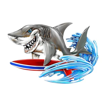  CG auto Oznaka za Smiješne Sharks Surfanje Naljepnice za Vozila Vanjski Riblja Čamac, Kajak Skup Alata Oznaka na Tijelu Automobila Vodootporne Naljepnice