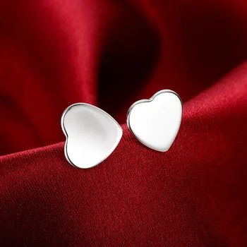  Cijena po cjeniku tvornice proizvođača E010 prodaja na veliko glatko srce srebrne boje naušnice kvalitetne modne klasični nakit ženske ukosnice vjenčanje lady