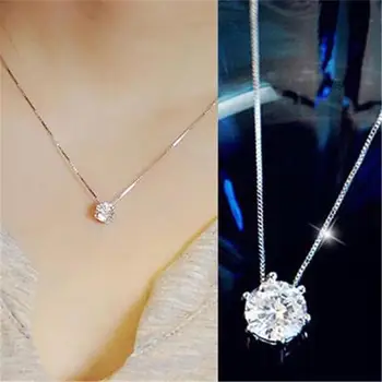  FDLK Ženska Moda Jednostavan vještački dijamant Ogrlice Ogrlice Sjaj Gorski Kristal Srebrna Boja Lanac Nakit