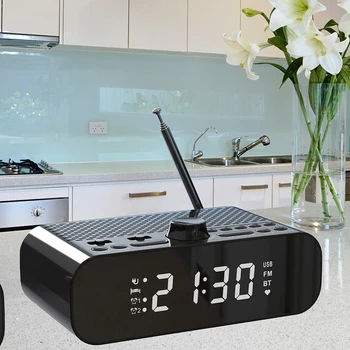  FM-radio-sat S streamingom Bluetooth Led Zaslon, Dual Alarm 1500 mah Hi-Fi Zvučnik S HV-zvučnik