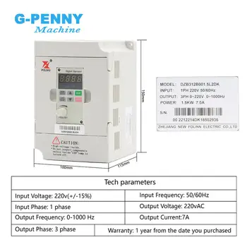  G-Penny 300 W Komplet Vretena Sa Zamršenom rezbarijom Vreteno sa Vodenim hlađenjem 60000 o/min Motor Vretena za hlađenje Vode 1000 Hz/1,5 kw Inverter VFDS