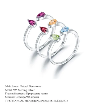 GEM'S BALLET Prsten Od 925 Sterling Srebra Za Žene S Prirodnim Draguljima Otvoreno Podesiv Prsten Zaručnički Prsten Vječnosti Polaganje Prsten