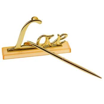  Jedinstvena Vjenčanje Olovke za Potpis sa Zlatnim Metalnim Držačem Love Holder Party Pen Set Poklon