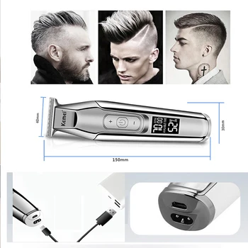  Kemei zanimanje stroj za šišanje kose trimer za bradu i za muškarce električna men ' s razor LCD zaslon 0 mm Trimer za šišanje kose stroj plaćeni Britva