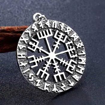  Klasična Nehrđajućeg Čelika Nordijsko Mitologija Stil Jedan Runa Čuvar Ogrlica Kompas Krug Etnička Modni Nakit