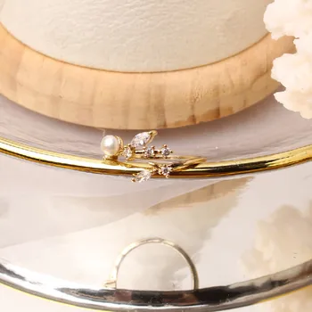  Korejski novi dizajn modni nakit rafinirani bakar optočena cirkon slatkovodni biseri otvaranje podesivo donje prsten na kažiprst