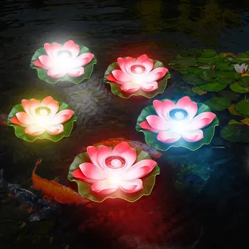  LED Downlight Sa Solarnom Baterijom Lotus Lamp Vodootporan IP65 Cvijet Ljiljana, Tko Noćna Svjetiljka, Bazen, Vrt, Akvarij, Svadbene Noći, Sunčeva Svjetlost Za Bazen