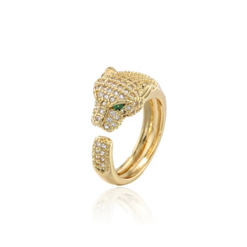  Luksuzna individualnost dizajn glave leoparda zlatni vjenčani prsten s цирконием za muškarce i žene otvoreni prsten modni nakit sa životinjama u rasutom stanju