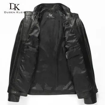 Luksuzna Muška kožna jakna od prave ovčje, Brand Dusen Klein, gospodo tanki dizajn proljeće kožni kaput, Crne/Smeđe 14B0109