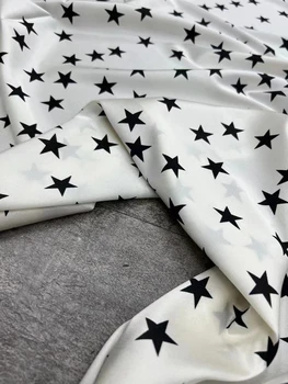  Modni Bijelo Donje Haljina-košulja Od Elastičnog Keper Svile Sa Zvjezdanim po cijeloj površini, Satin Svilene Tkanine Po Metara, Projektiranje tkanina s po cijeloj površini Charmeuse