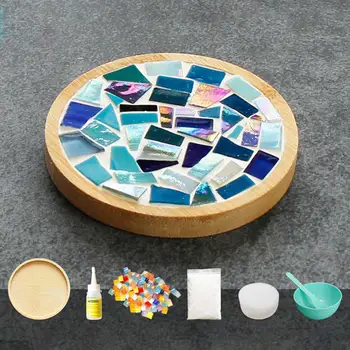  Mozaik Podmetače DIY Kit, Šarene Kreativni Ljepljiv Set Drveni Stalci DIY za Dekor, podloga za Čaše, Poklon Set Stalci za Piće