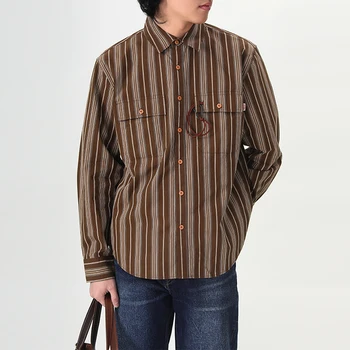  Muška Košulja Na Pruge S Dugim Rukavima Vintage Svakodnevni Radna Odjeća Proljeće I Jesen Vanjska Odjeća