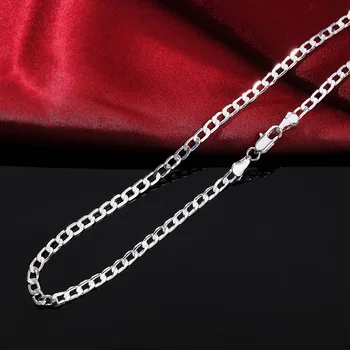  Muška ogrlica od 925 sterling srebra, 2/4/6/8/10/12 mm, 40-75 cm, ogrlica-lanac s patent-лобстером, muški i ženski nakit za Zaruka