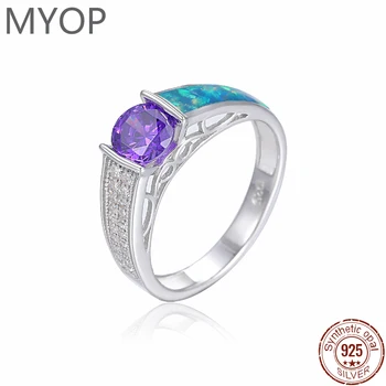 MYOP Elegantan Opal Crystal Zaručnički Prsten Luksuzni Ženski Ljubičasta Cirkon Srebra 925 Vjenčano Prstenje Za Žene