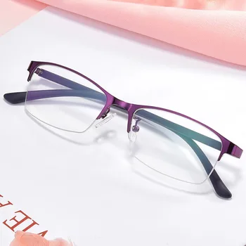  Naočale u poslovnom stilu s metalik teksture Od -0,5 do -4,0 Anti-plavo Svjetlo Gotove Naočale Ženske Naočale za kratkovidnost Ženska polovica Rimless