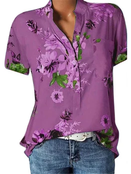  Nova košulja, bluza veličine casual majica s V-neck, majica kratkih rukava ženska