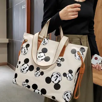  Novi Disney Za Žene Visoki Kapacitet Torbe Na Rame Mickey Mouse Crtani Platnu Vodootporan Ispis Velike Dimenzije Torbe Shopping Bag