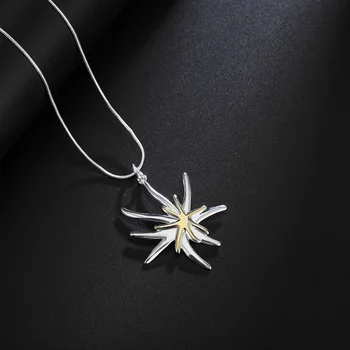  Ogrlica Od 925 Sterling Srebra Za Žene Morska zvijezda cvijet Privjesak 18 inča Božićne darove Fancy večernji Nakit