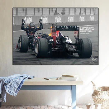  Pobjednik Grand prix Formule Vettel Plakat Nikada Ne stavi svoju Nikada nemoj Prestati Vjerovati Racer Inspirativna Slika Na Platnu Zid Art Dekor Sobe