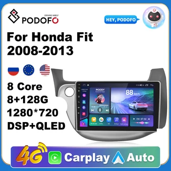  Podofo Авторадио 2Din Android Radio Carplay Za Honda Fit 2008-2013 AI Voice 4G GPS Auto Media Player Stereo 2din