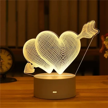 Poklon Za Valentinovo 3D Svjetiljka Ljubavi Akril Medvjed Ruža Led noćno svjetlo Dječji Rođendan Pokloni Božićni Dekor Večernje Vjenčanje Dekoracije