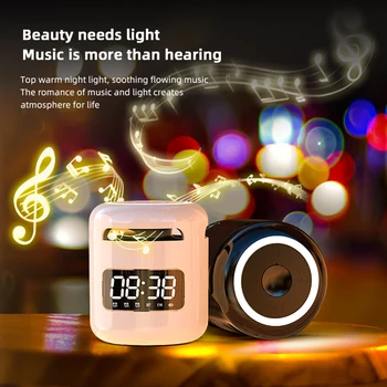  Prijenosni Bežični Bluetooth 5,0 HiFi Zvučnika i Kvaliteta Zvuka Led Toplo noćno svjetlo FM Radio Cijele ABS Pametan Elektronski Alarm